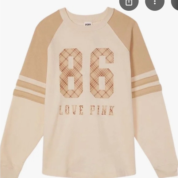 PINK Victoria's Secret Beige Sweatshirt with 86 Graphic - Picture 1 of 2